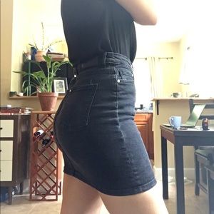 High waisted denim skirt